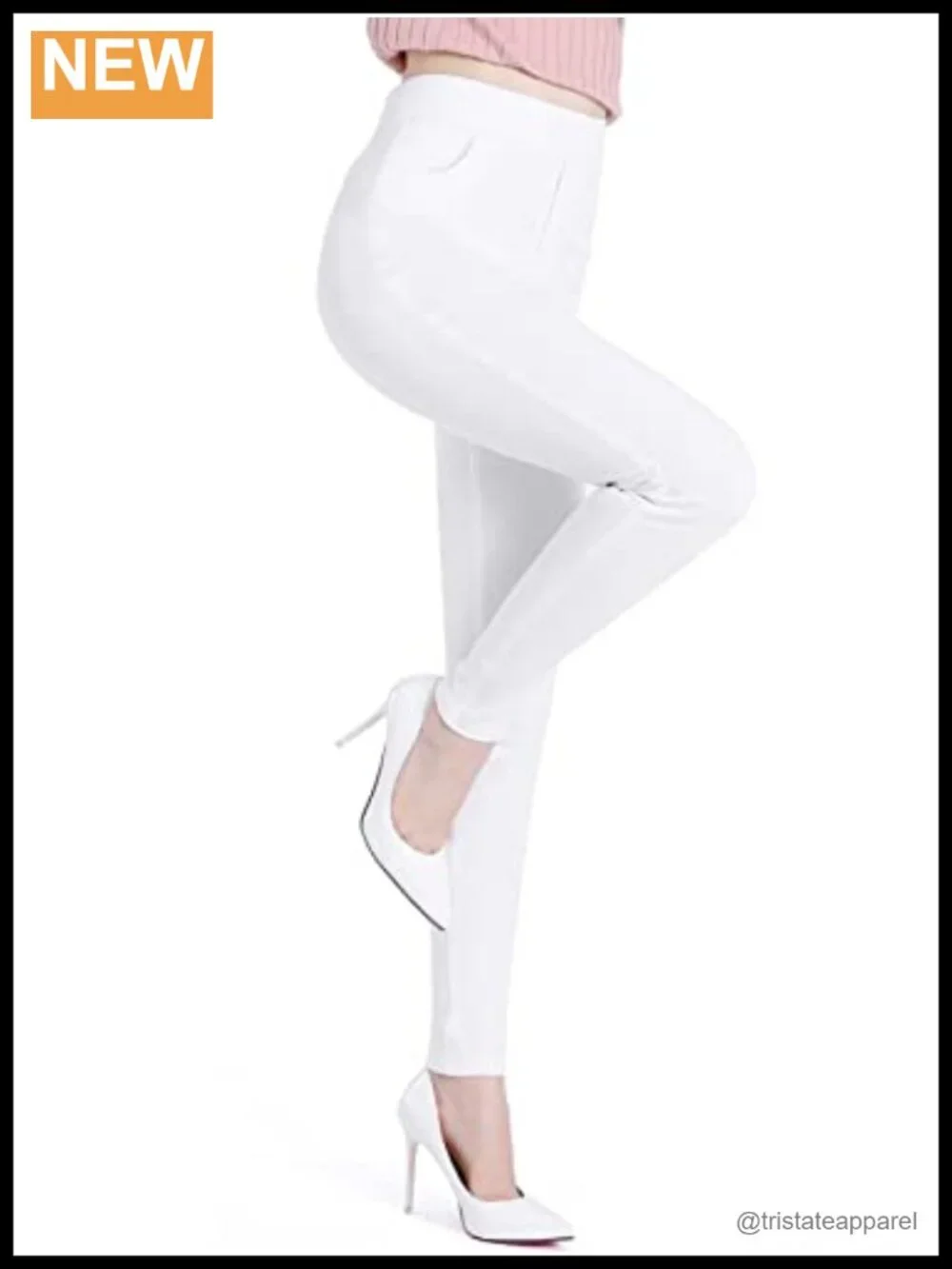 Slim Fit High Waist Pull On Dress Pants with Pockets for Work